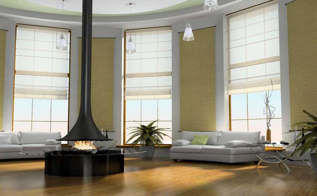 modern home with roman blinds