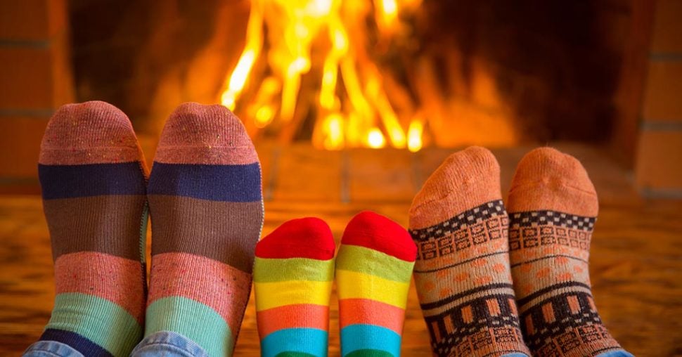 fireplace and socks