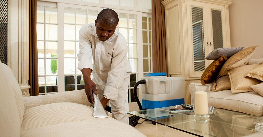 steam-cleaning upholstery