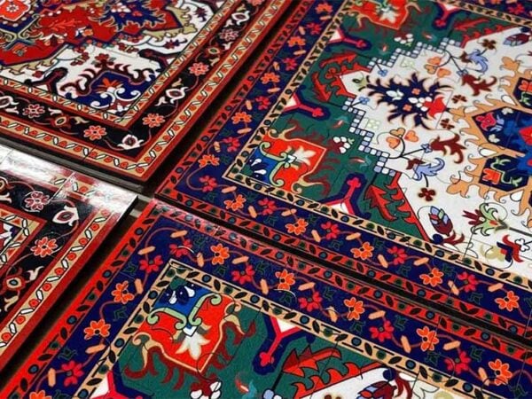 These small 60-piece Persian rug puzzles with vibrant colouring from Toranj make excellent gifts and art pieces.